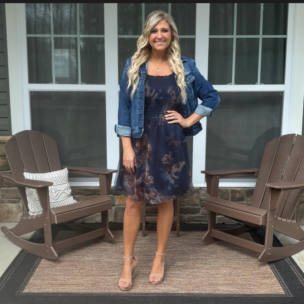 Baltic born Tivoli Tulle Short Dress | Dark Blue Floral BB Custom
